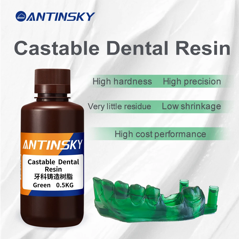 Antinksy Castable Dental Resin 0.5KG 3D Printer Resin High Precision Resin for Dental Model Crown Bridge Jewelry Casting
