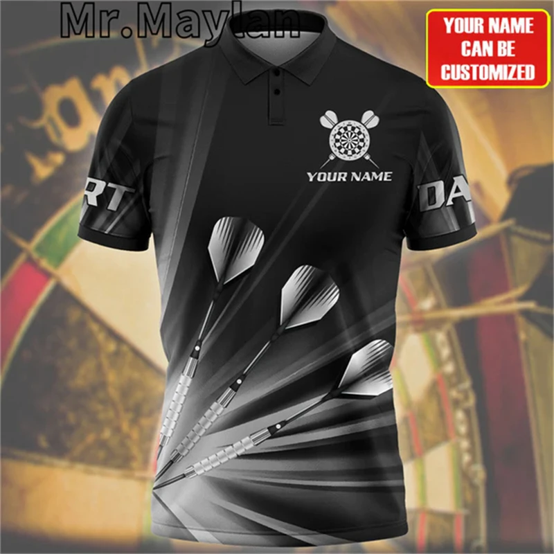 Personalisiertes Dart-Polo-Shirt mit 3D-Volldruck, Unisex, für Dart-Teams, ärmelloses Herren-T-Shirt, bestes Geschenk für Dart-Liebhaber