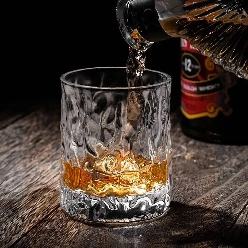 

Japanese EDO First Snow Old Fashioned Glass Whiskey Cup Wood Gift Box Whisky Thick Crystal Hammer Heavy Wine Tumbler Beer Mug