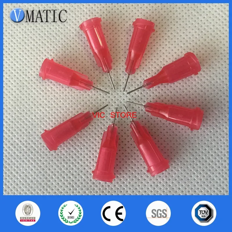 Free Shipping Non Sterilized 100 Pcs/Lot 25G Red Color 1/4 Inch Stainless Steel Tip Luer Lock Screw Dispensing Syringe Needle