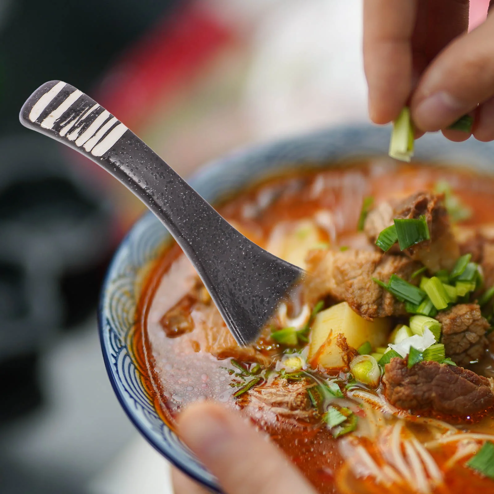 2 Pcs Ceramic Tableware Spoon Soup Dinner Spoons Ramen Vintage Dumpling Food Ceramics Retro