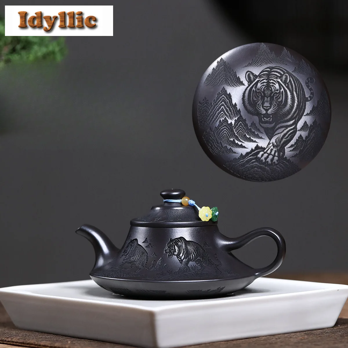 

240ml Luxury Yixing Purple Clay Teapots Handmade Cloud Stove Pot Raw Ore Stone Yellow Mud Kettle Zisha Tea Set Cafes Decoration