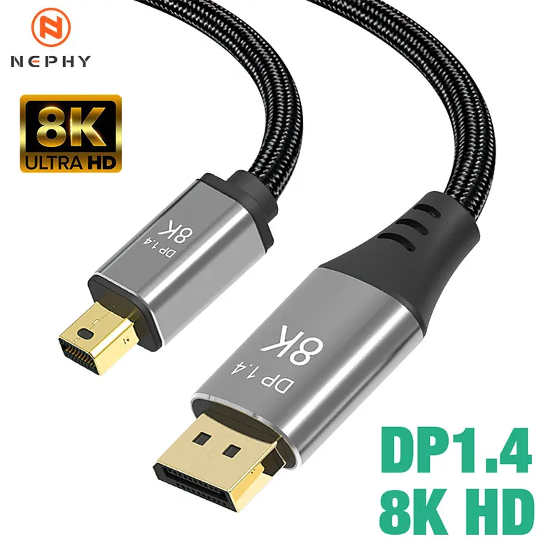 Bi-Directional Conversion Mini DP to DisplayPort 8K Cable DP1.4 Transmission Cable 8K@60Hz 4K@144Hz for MacBook Air Projector