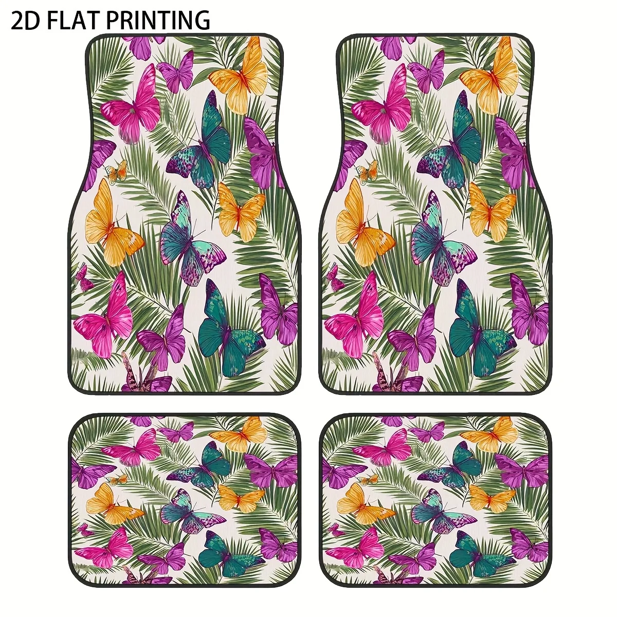 4pcs Car Floor Mats With A Fresh Flower Pattern, Universal Material Interior Additions Suitable For All Seasons, Seasonal Floor
