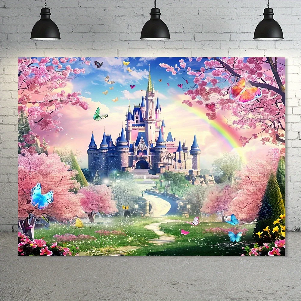 The charming castle and pink forest backdrop are perfect for fairy-tale themed parties, birthdays, weddings and photo shoots