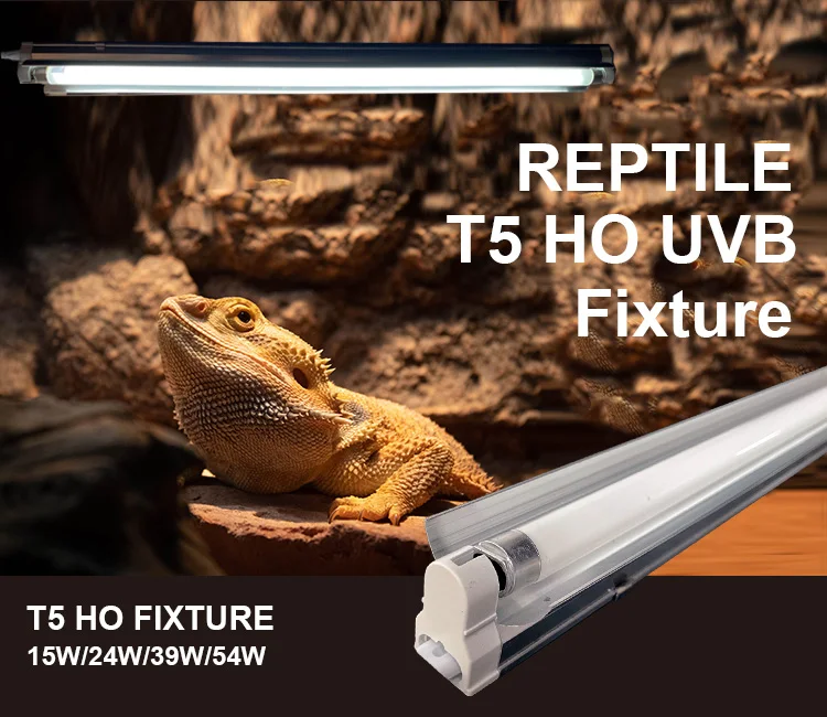 24W Reptile UVB T5 HO lamp fixture, UVB T5 fluorescent light fixture with reflector