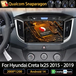 Android 14 Wireless Carplay Auto For Hyundai Creta IX25 2015 2016 2017 2018 2019 Car Radio Multimedia Video Player Navi GPS WIFI