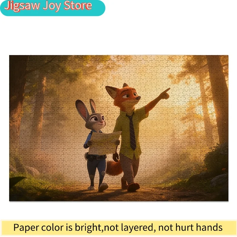 1000-teiliges Disney Zootopia Judy & Nick Wilde Poster-Puzzle – Denkspiel für Kinder und Erwachsene, Herausforderndes Puzzle für die ganze Familie