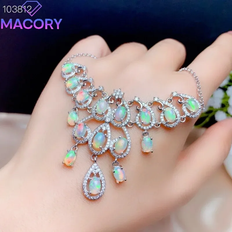 Sterling Silver 925 Jewelry Natural Opal Pendant Necklace Women's Sterling Silver Certified Original Necklace