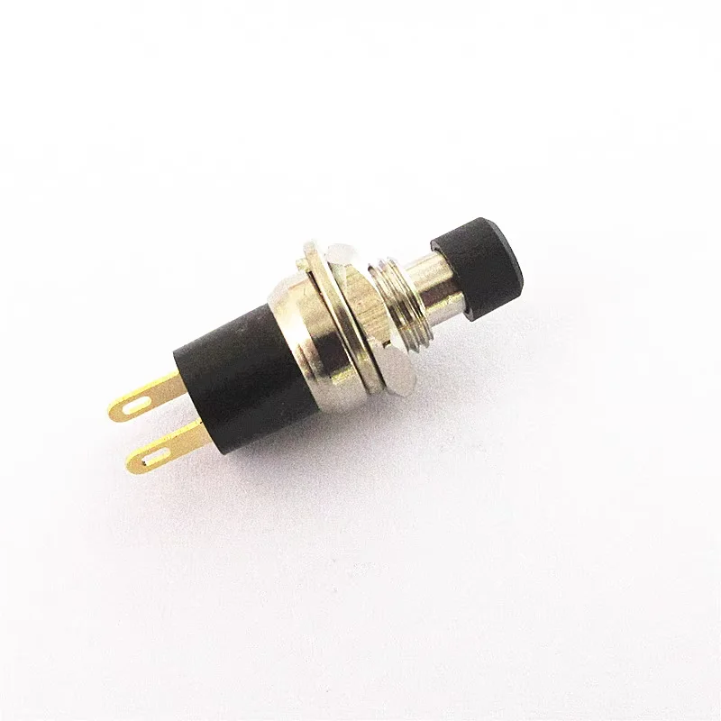 1pcs PB05A PBS-110 black head self-locking switch opening 7MM button small button with self-locking 2-pin gold pin