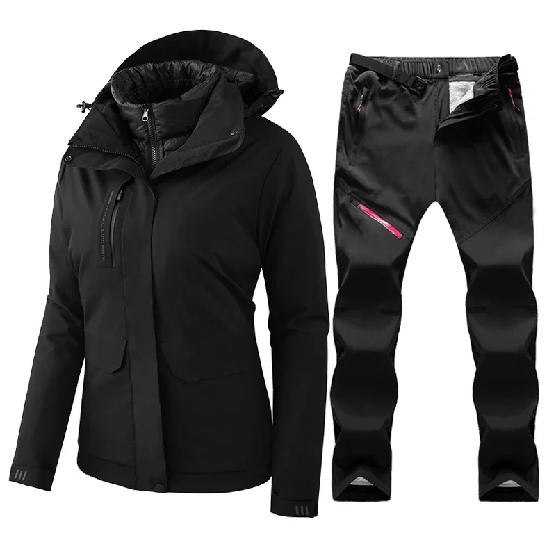 Winter Women Keep Warm Down Jackets Waterproof Windproof Snowboarding  and Snow Pants Skiing Costumes Overalls Female Down Coat