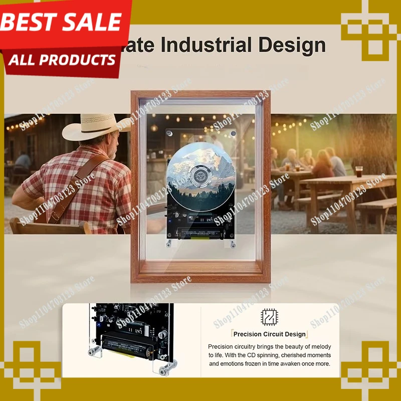 Unique style music photo frame CD player transparent acrylic wall mounted photo frame bluetooth player