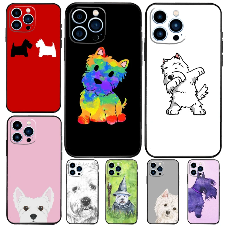 Cartoon Westie Dog Case For Samsung Galaxy S26 S25 S24 Ultra S20 S21 S22 S23 Plus S10 S24 FE S25 FE Cover Coque