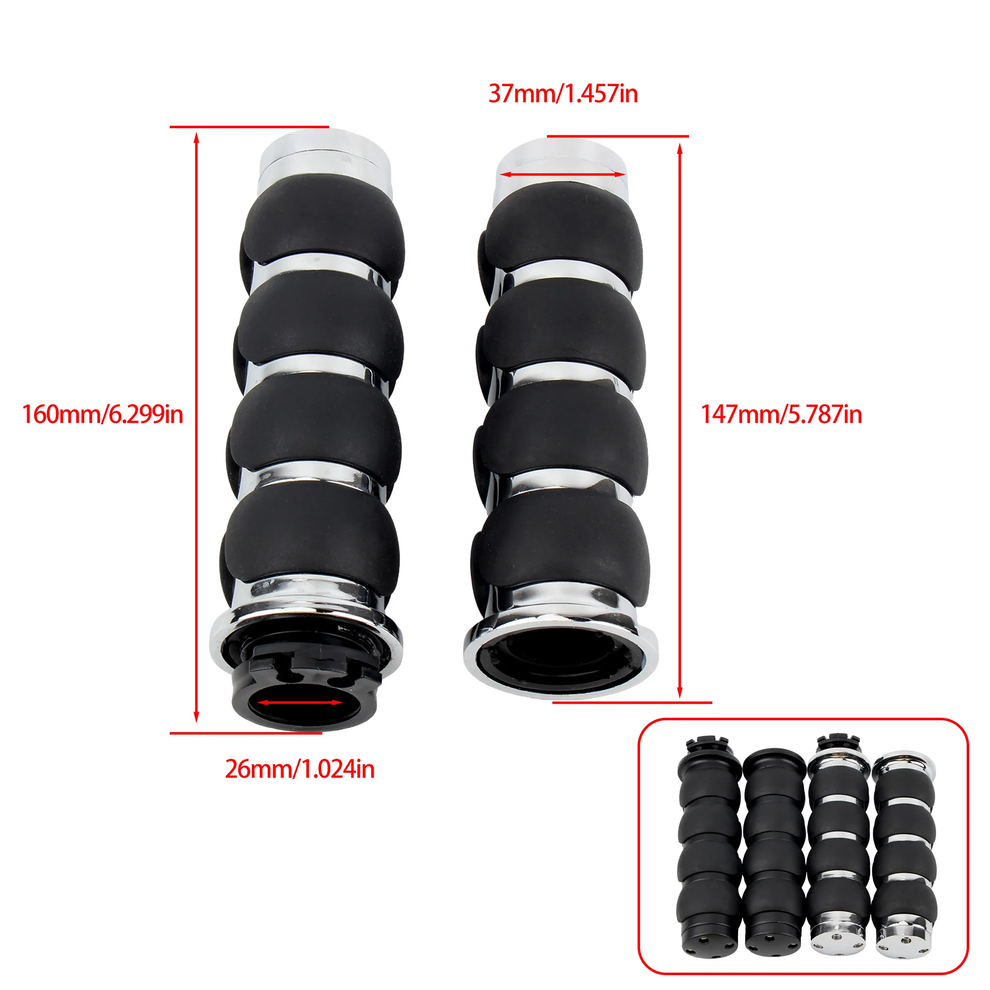 Motorcycle Handle Bar Hand Grips 7/8\'\' /1\'\' Aluminum Rubber Handle Grip Accessories for Harley Honda Yamaha Universal Cafe Racer