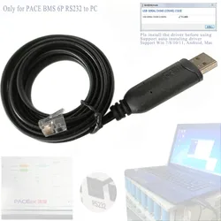 USB to RJ12 for PACE BMS Inverter 6P RS232 Port PBmsLVTools HS-PACE-232-BP_v2.6 Manage Monitoring Cable