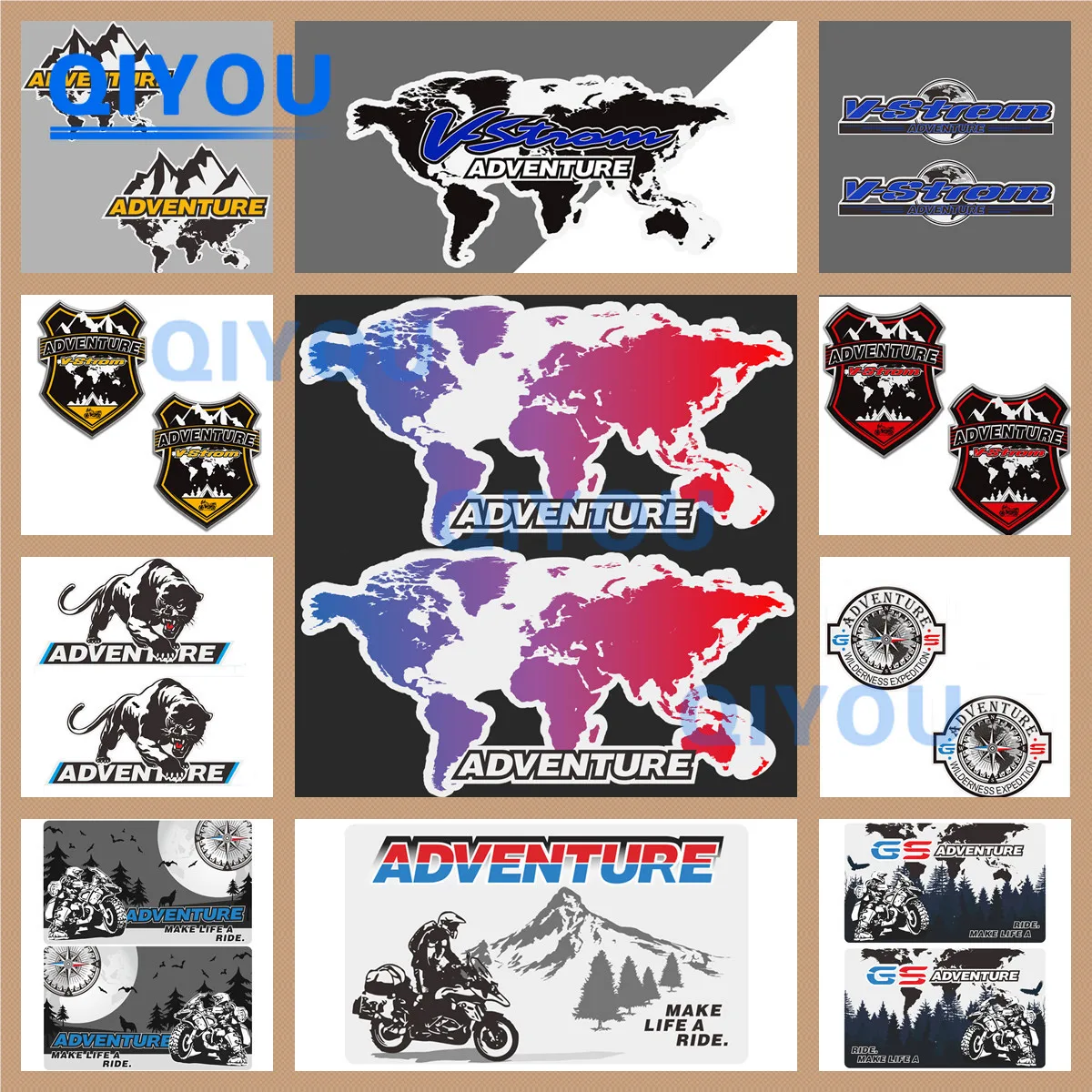

2 Pcs/ Adventure Stickers V-STROM GS Car Exterior Sticker Suitable for Luggage Aluminium Motorcycle Body Helmet PVC Decal