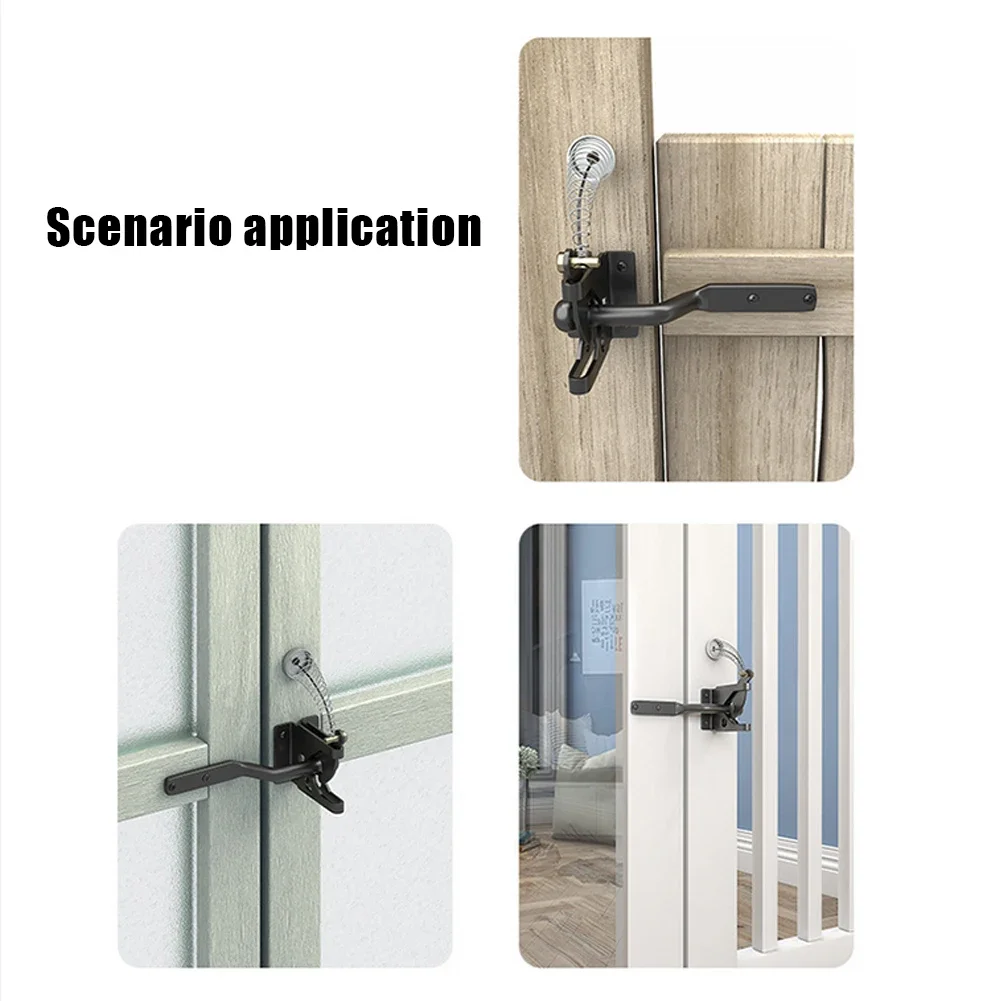 Latch Gate Latch Fences Gate Gate Cable Pull Spring Yard Fences Adjustable Black Carbon Steel Gravity Latch New