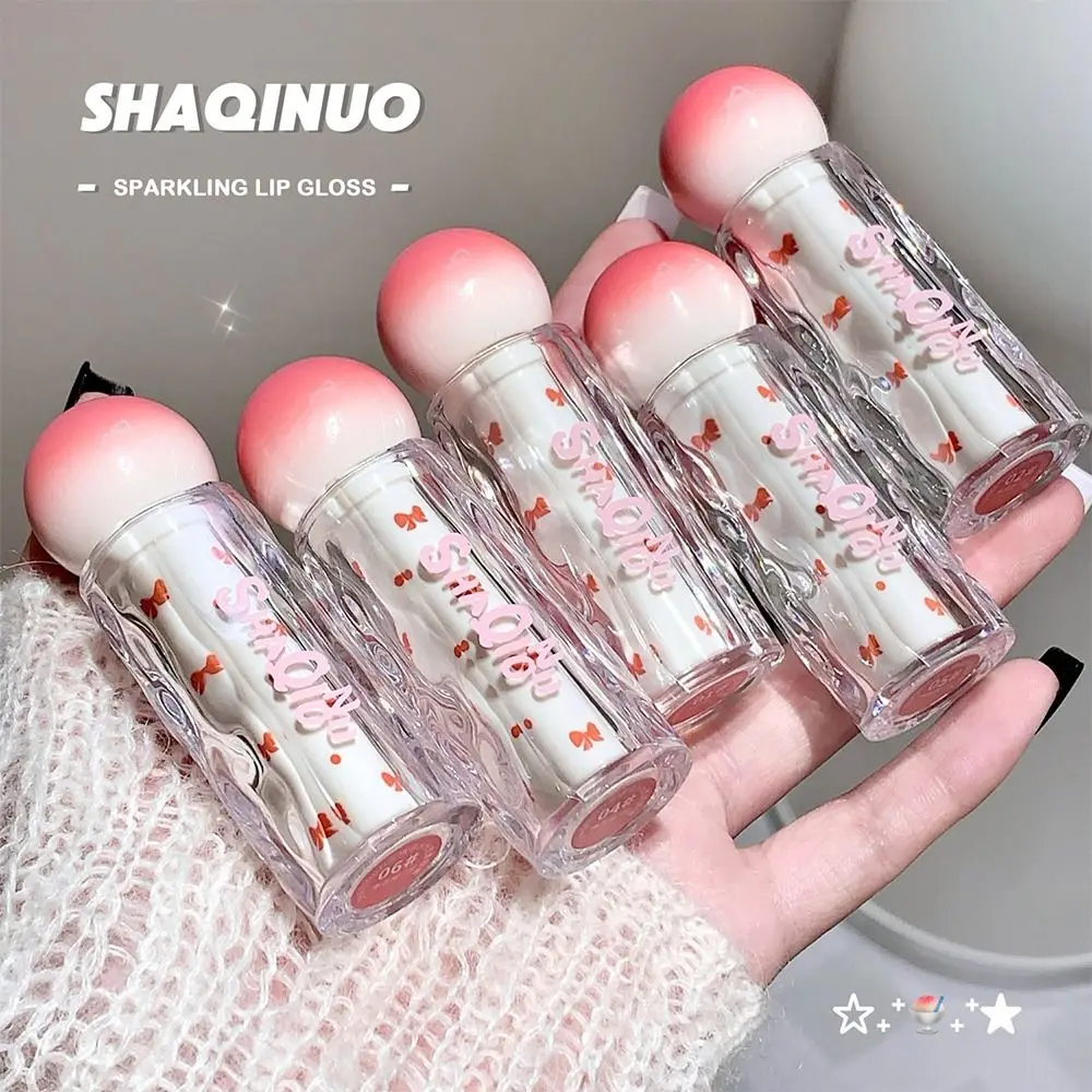 Brillo de labios transparente con luz de agua, lápiz labial de cristal de espejo rosa que no se decolora de larga duración, taza antiadherente resistente al agua