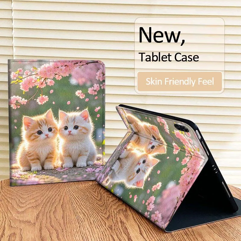 

Cartoon Cherry Blossom Kitten For Huawei MatePad Pro Air 12 X Honor Pad 8 V8 9 13 GT GT2 3 12.6 13.3 Inch Tablet Case