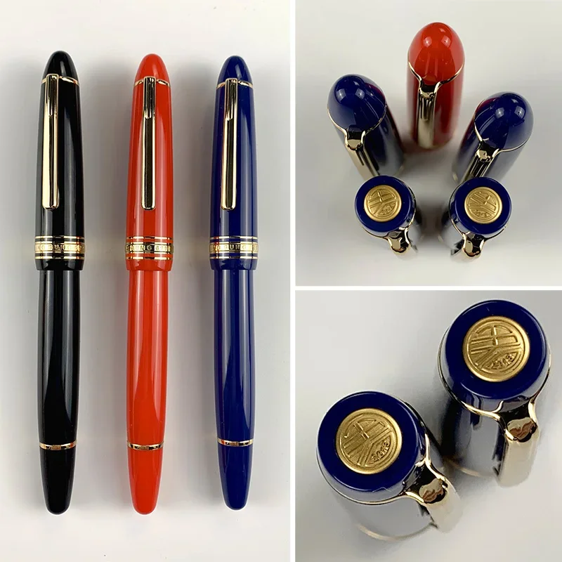 Wingsung 629 Yongsheng Piston Filling Fountain Pen Blue & Black Resin and EF/F Crafted Nib Office Writing Ink Gift Pens New