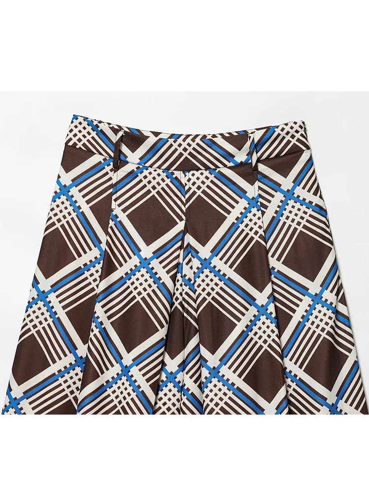 النساء سراويل أنيقة 2025 المرأة الجديدة متقلب طباعة بنطال ذو قصة أرجل واسعة 2025 الصيف الخريف أنيقة عالية الخصر بنطلون