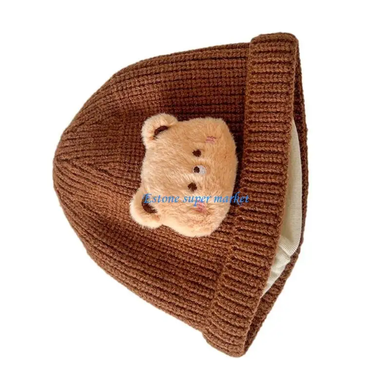 

090B Fashionable Bear Thickened Warm Hat Soft Comfortable Cap Wool Hat for Boys & Girls Great for Outdoor Activities & School