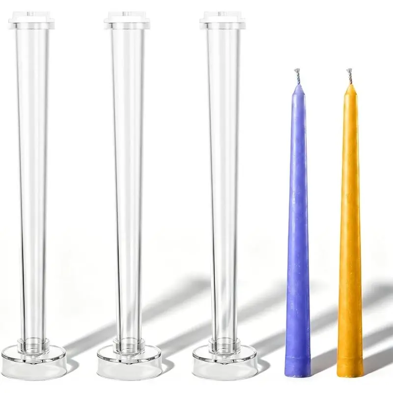 IALJ-Candle Molds 3Pcs Clear Taper Plastic 10.2 Inch For Candles Making, Candlesticks Molds For Parties, Classic Dinner
