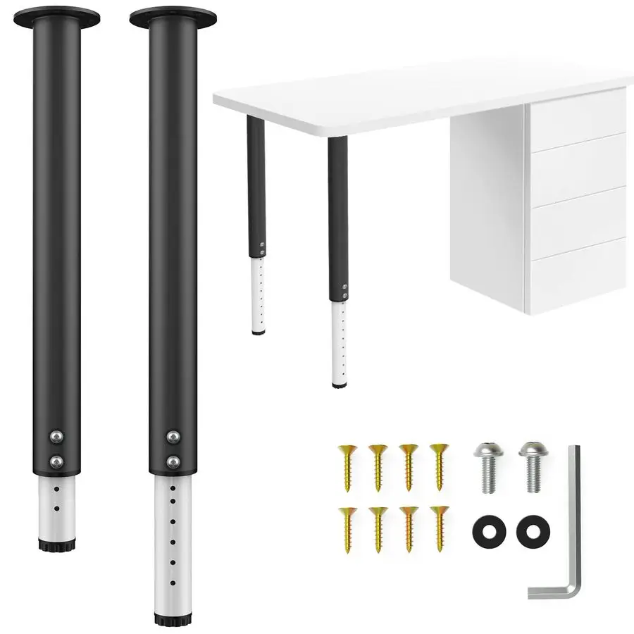 

PCS Adjustable Table Legs, 21.5 37 Heavy Duty Metal Adjustable Height Desk Legs, 2 Diameter Durable Pipe Furniture Legs for Comp
