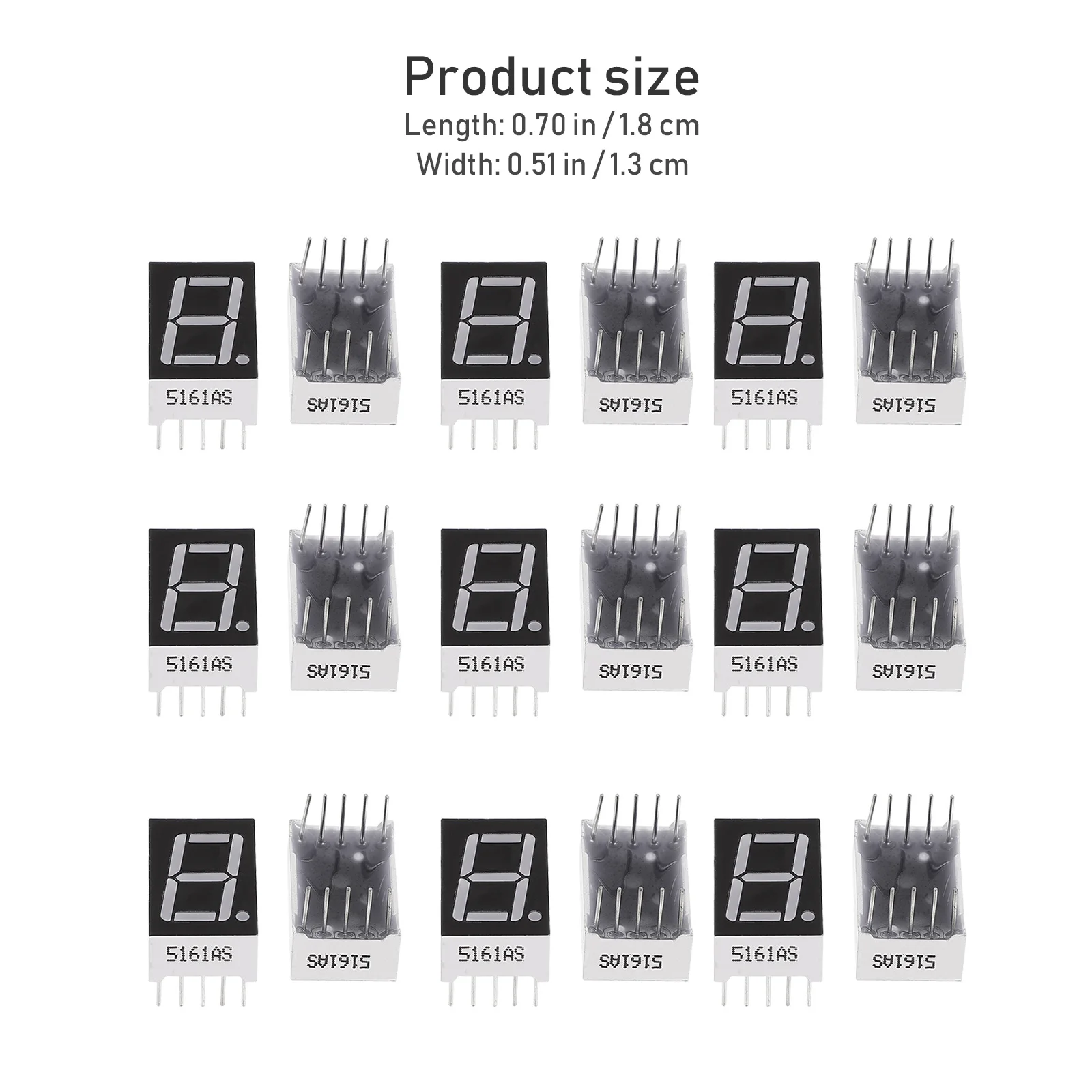 20Pcs 0.5 Inch 10-Pin 1 Segment Red LED Display Common Durable Safe Long-Lasting High-Quality Material