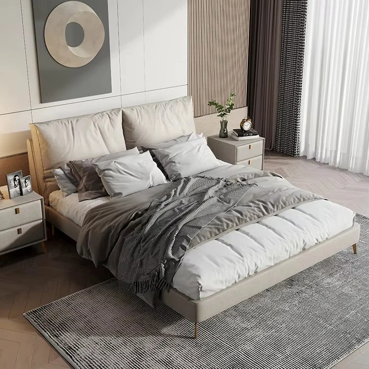 xx-Modern Storage Bed Microfiber Fabric Eco-Friendly Durable Wood Frame-Technological Italian Minimalist Wabi-sabi Styles&