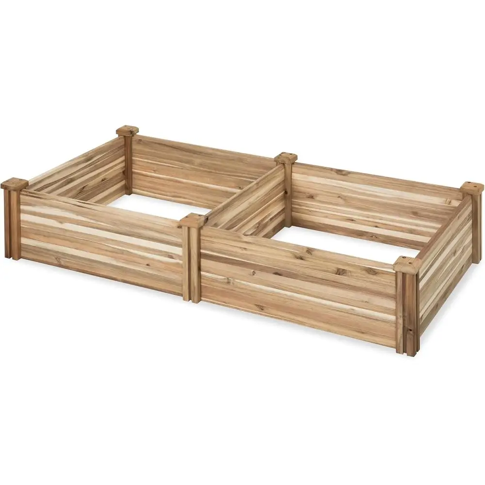 

Durable Acacia Wood Planter Box Outdoor - Raised Garden Bed for Diverse Planting and Vegetables - Enhanced Drainage - Sturdy Gar