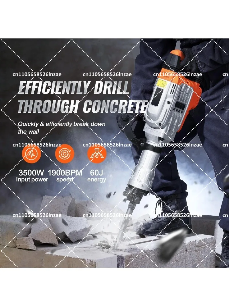 Heavy Duty Electric Jack Hammer 1500W Concrete Breaker with 4 Chisels