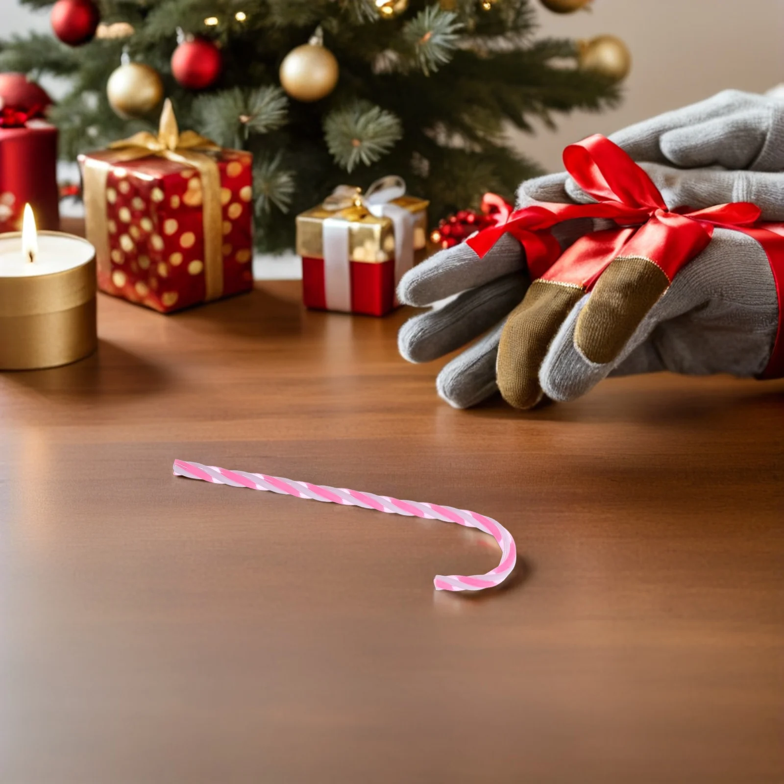 

12Pcs Tree Candy Cane Ornament Twisted Crutch Spiral Pattern Hanging Decoration Xmas Party Plastic Candy Cane