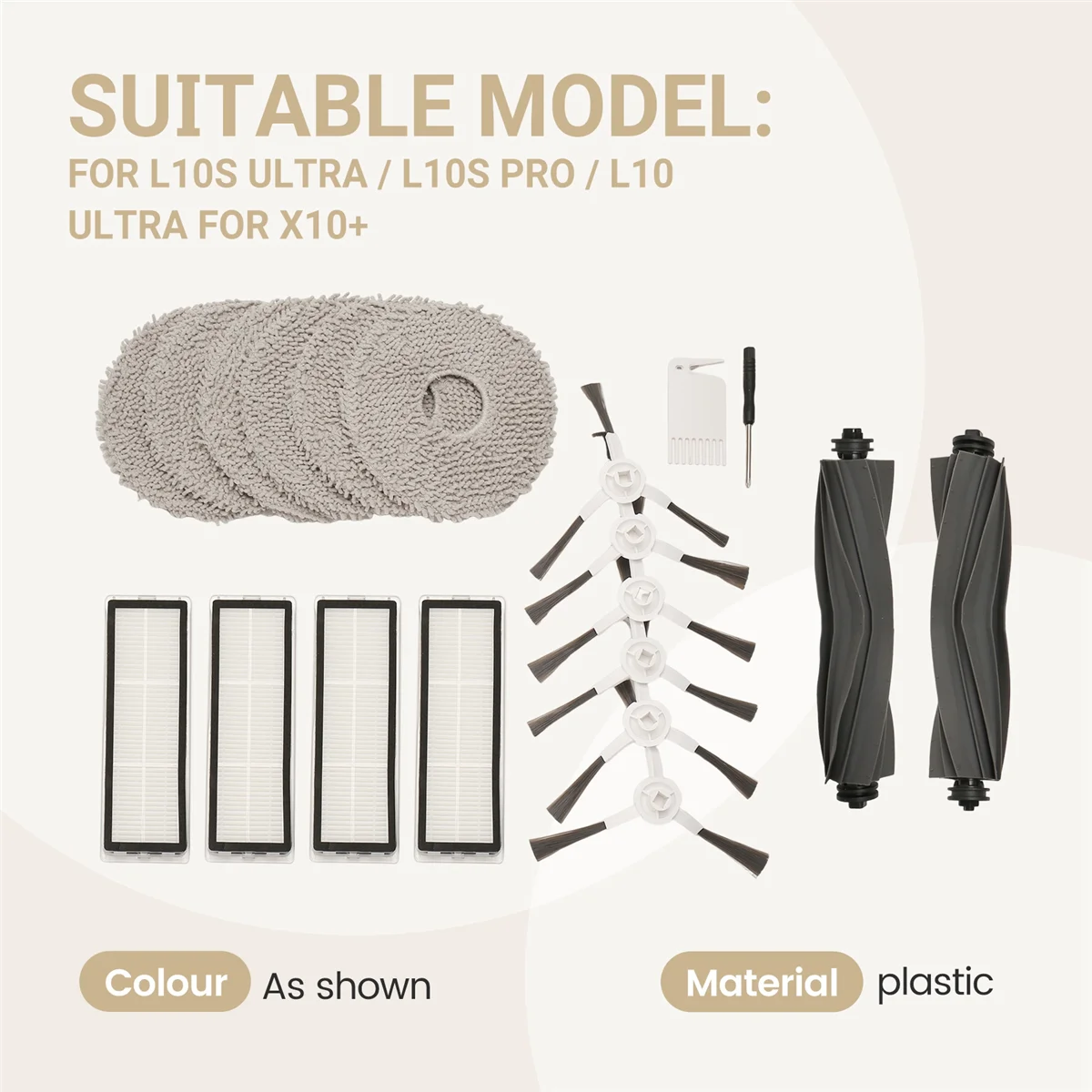 

B43C For Dreame L10s Ultra / L10s Pro / L10 Ultra for Xiaomi X10+ Vacuum Cleaner Main Side Brushes HEPA Filters Mop Cloth