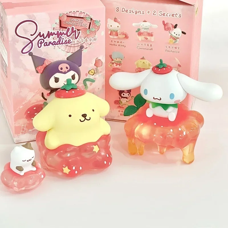 Caja ciega MINISO Sanrio, caja misteriosa de la serie Sweet Strawberry Paradise, regalo de Navidad para el Día de los niños, juguetes, adorno de escritorio, muñeca genuina