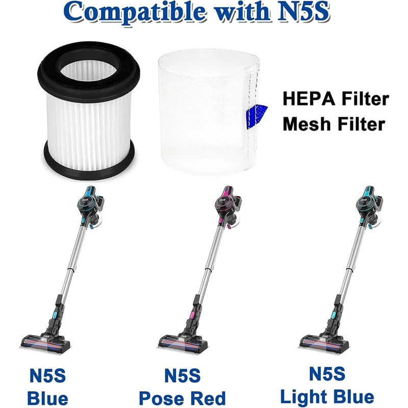 6Pcs HEPA Filter With Mesh Filter Replacement For INSE N5S S6T S6P Pro Cordless Vacuum Cleaner Replacement