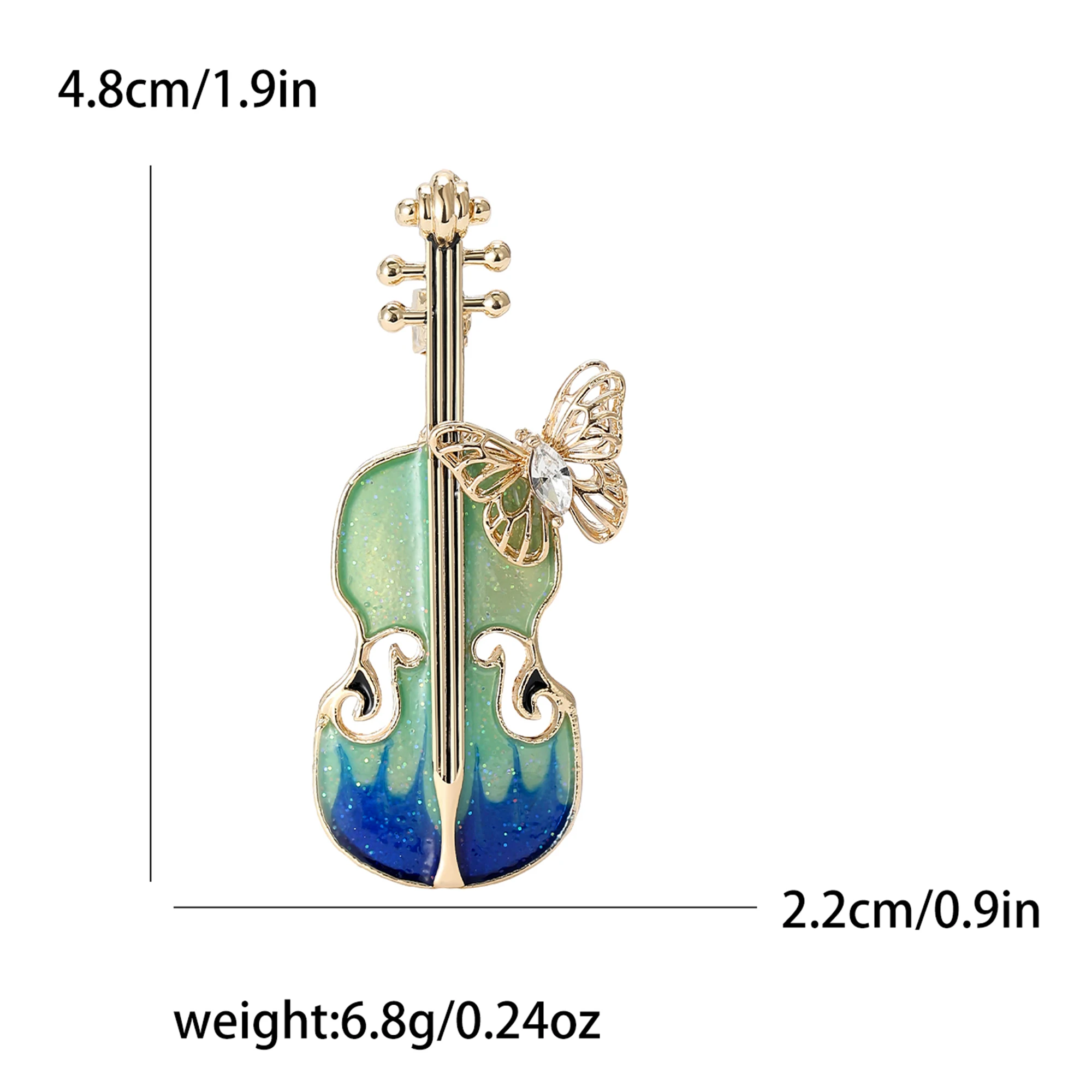 Beaut&Berry Trendy Enamel Butterfly Violin Brooches Women's Musical Instrument Office Party Pins Casual Accessories Gifts