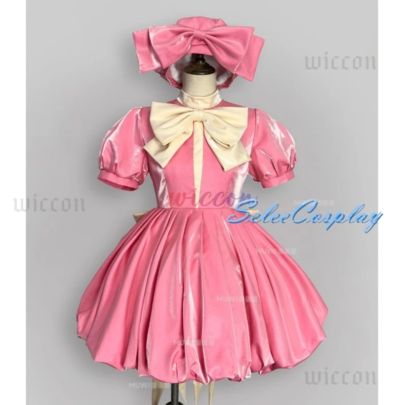 CardCaptor Sakura Cosplay Costume Pink Sakura Princess Dress Cosplay Costume Lolita Kawaii Pink Dress with Bowknot and Gloves