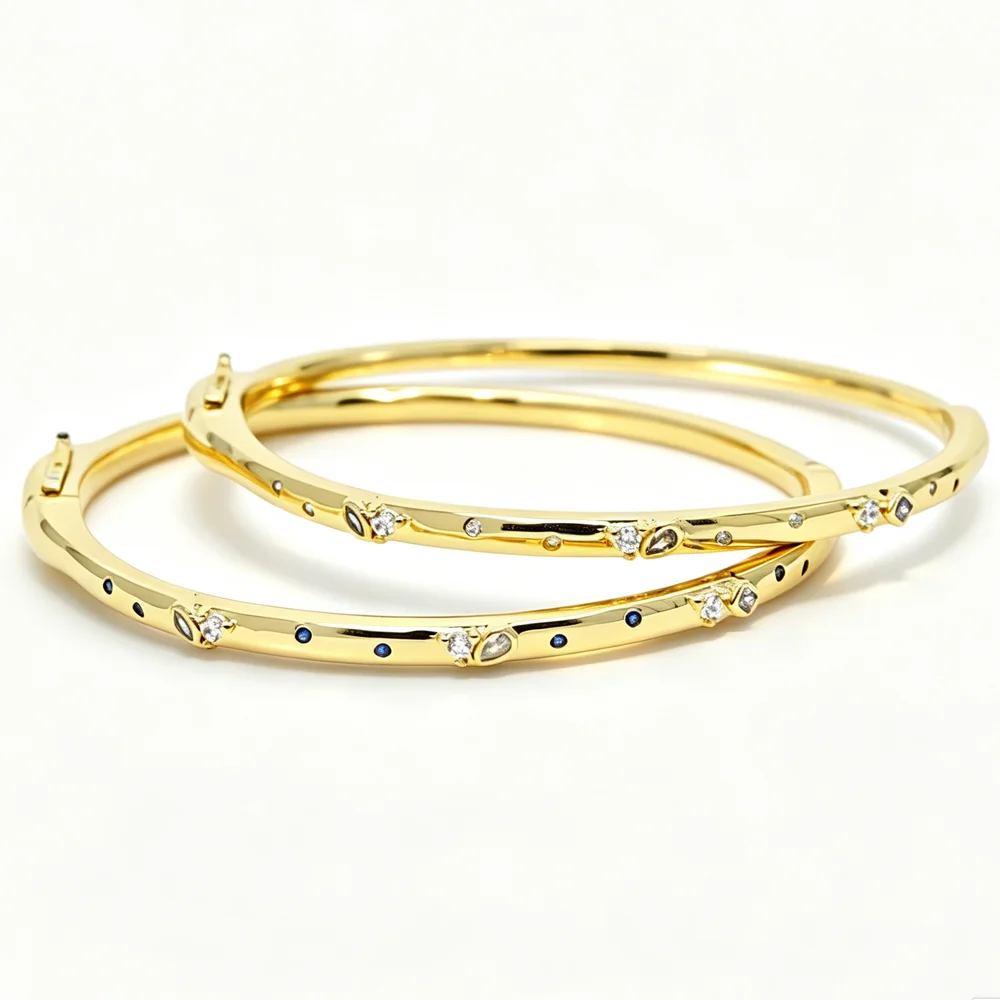 2Gold Plated Fashion Women Band Bangles Paved Bling Cubic Zirconia CZ Wedding Party Delicate Jewelry Gift