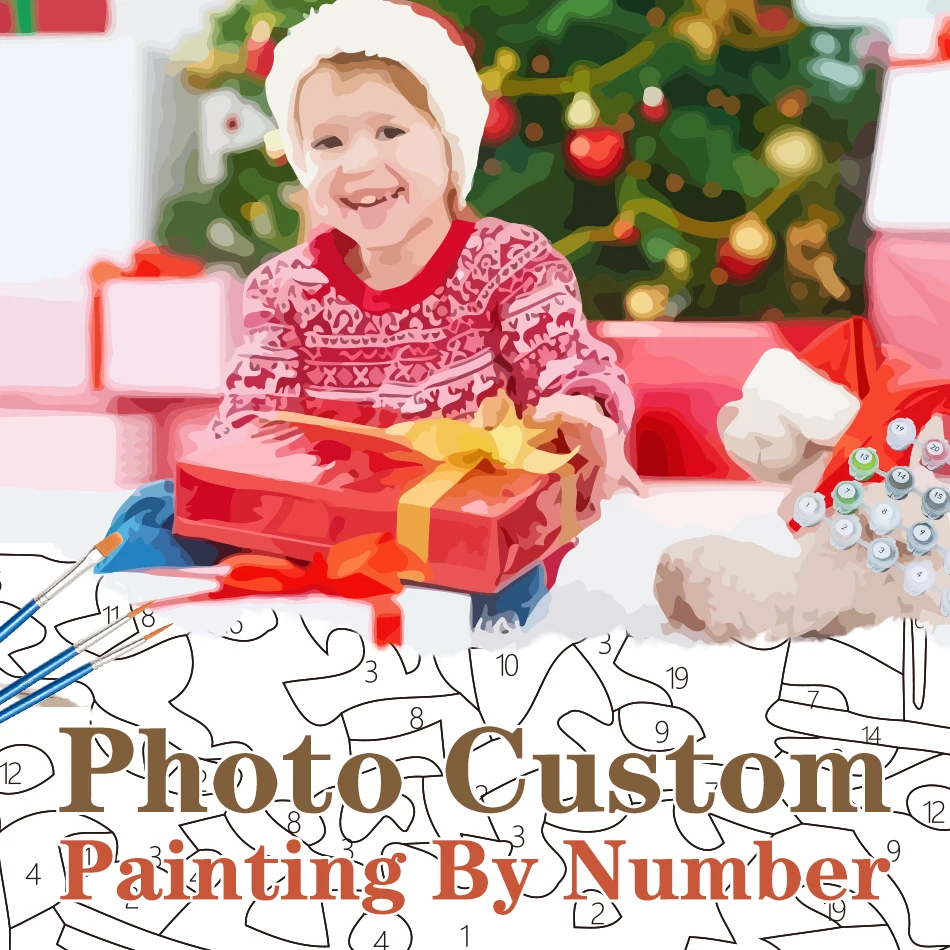 24/36/48 Color Painting By Numbers Photo Customed DIY Acrylic Paint Picture Canvas Portrait Family Children Photo Christmas gift