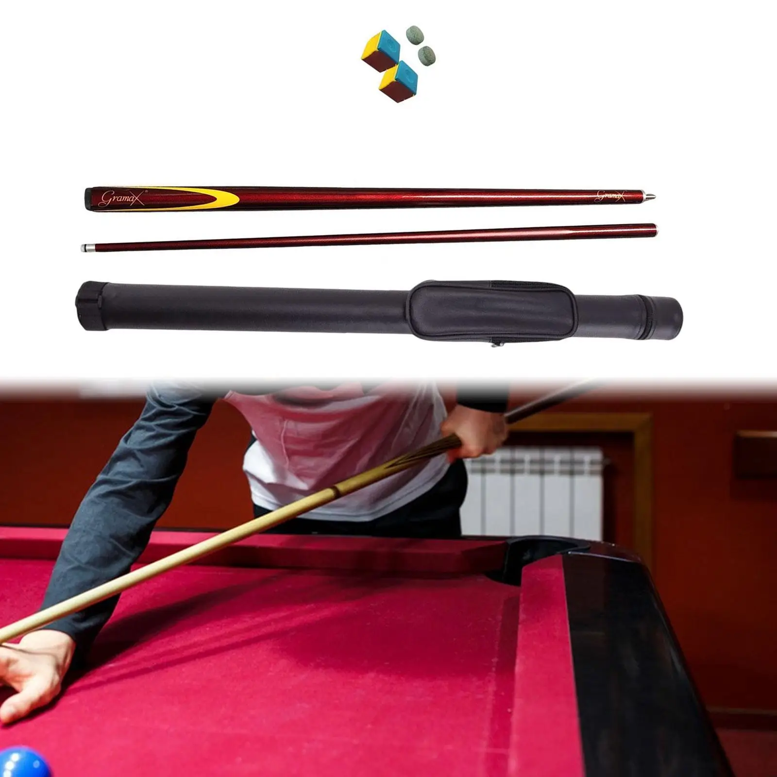 

Pool Cue Billiard Cue Accessory Professional 1/2 Split 9.5mm Tip with Case for Competition Practice Beginners Starters Adults