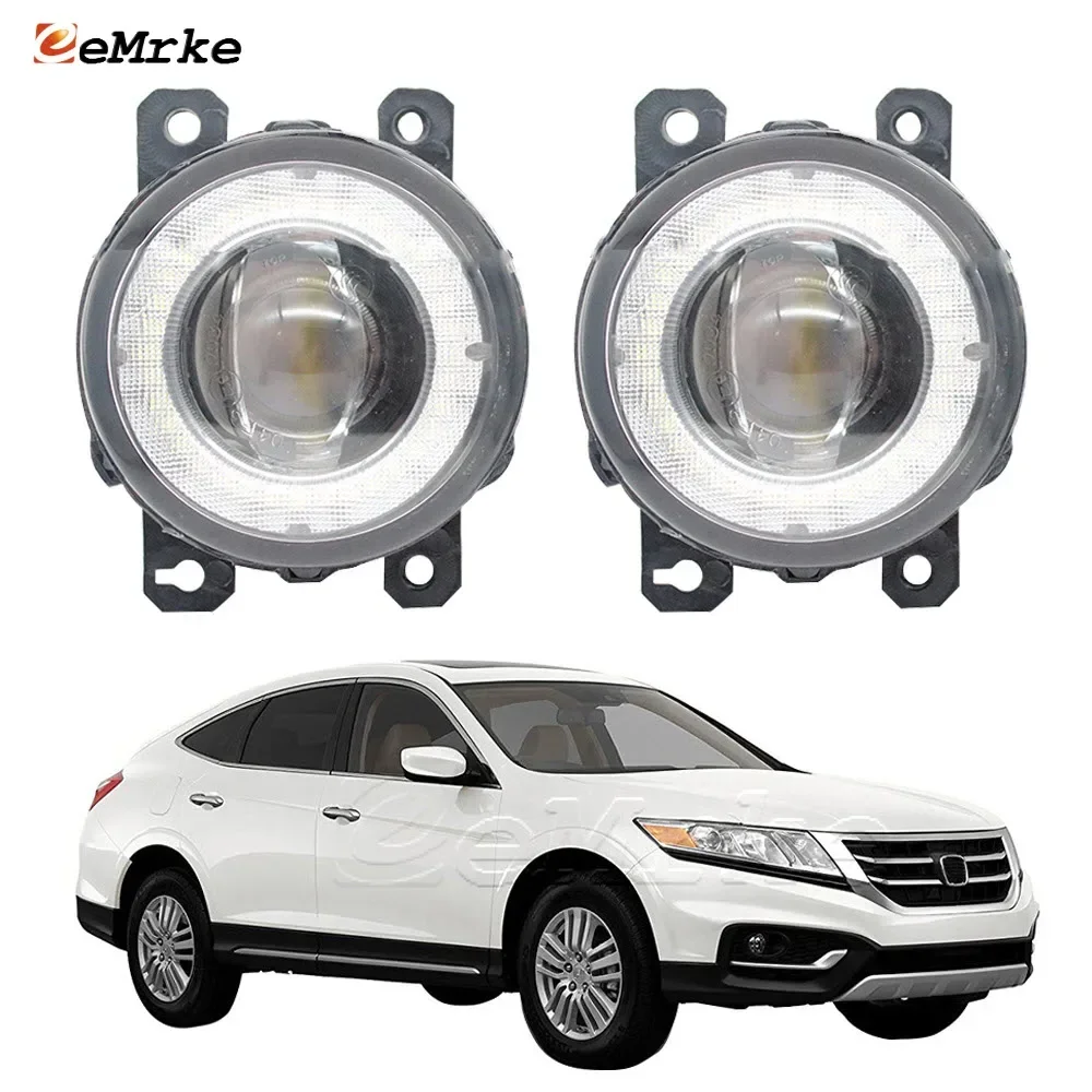 LED Fog Lights Assembly for Honda Crosstour TF1 2013 2014 2015 Car Angel Eye Aperture DRL Ring Daytime Runinng Light Lamp