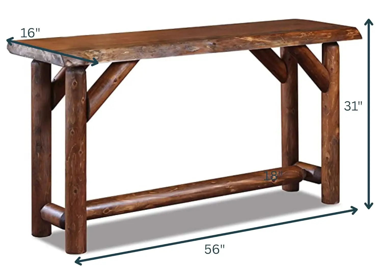 #Rustic Sofa Table 56" Live Edge Console Table – Cedar & Pine Wood (Entryway, Hallway, Living Room Furniture), Customized view 3