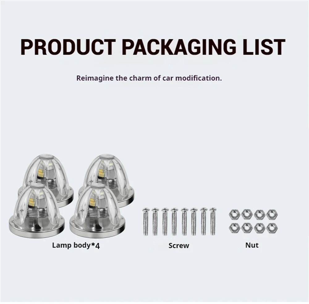 4 قطعة أضواء مقطورة خارجية تحت الوهج أضواء البطيخ الزجاجية 10-30 فولت LED ثورة مزدوجة ستروب أضواء الصخور لشبه شاحنة