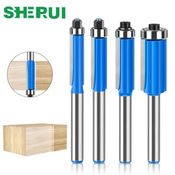 1-4pcs set of 6mm shank 1/4 shank trimming cutter TCT double-edged straight cutter Woodworking milling cutter Acrylic