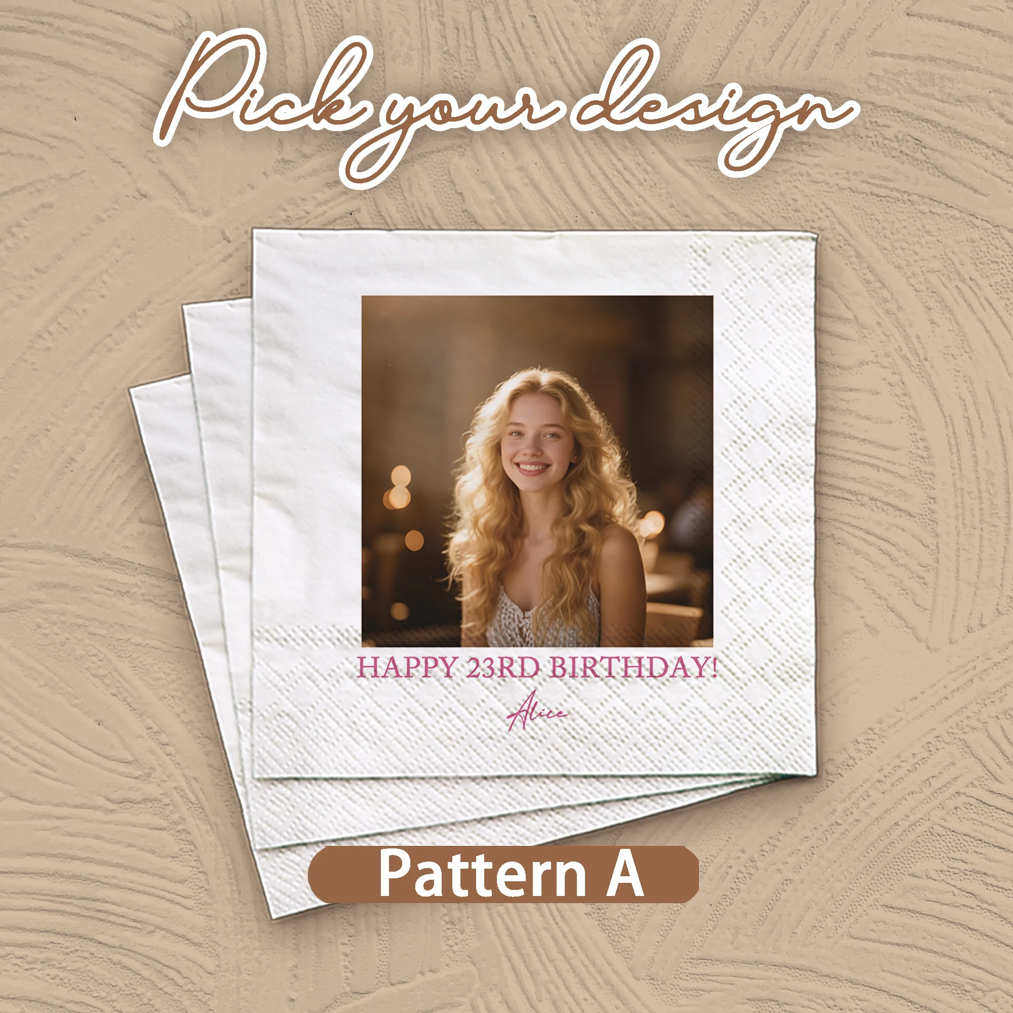 Gepersonaliseerde papieren servetten Wegwerp aangepaste bruiloft servetten van uw foto en tekst voor feest verjaardag bruiloft babyshower decor