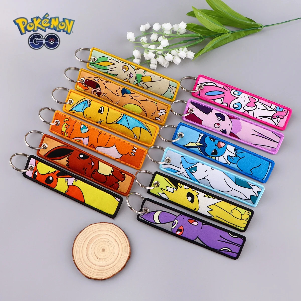 Pokemon Cartoon Woven Fabric Keychain Pendant Anime Figures Peripheral Cloth Key Chain Backpack Hanging Ornaments Children Toys