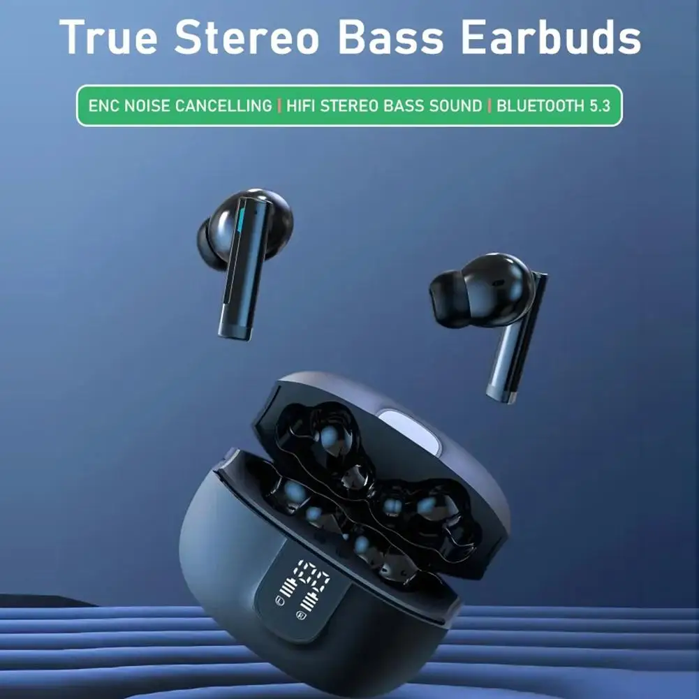 T63 Wireless Earbuds Headphones In-Ear Earbuds With Microphone Power Display Charging Case Earphones For Smart Phone Computer