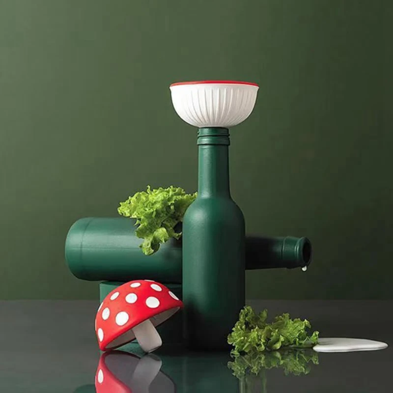 Mushroom - Multifunctional Foldable Small Kitchen Funnel with Wide Mouth for Jars. Bottle Liquid Transfer - Silicone