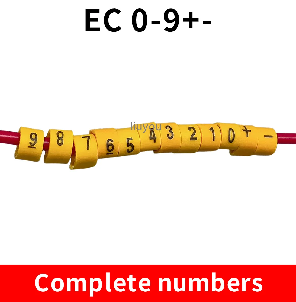 EC-0 Cable Markers Letter 0 to 9 + - X 600PCS (Each50pcs ) for wire diameter 1.5sq .mm~ 3.0 sq.mm Cable Wire Markers